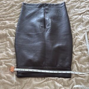 Aritzia Dark Brown Faux Leather Pencil Skirt
